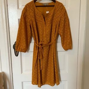 Anthropologie NWT Yellow Dress with Embroidery